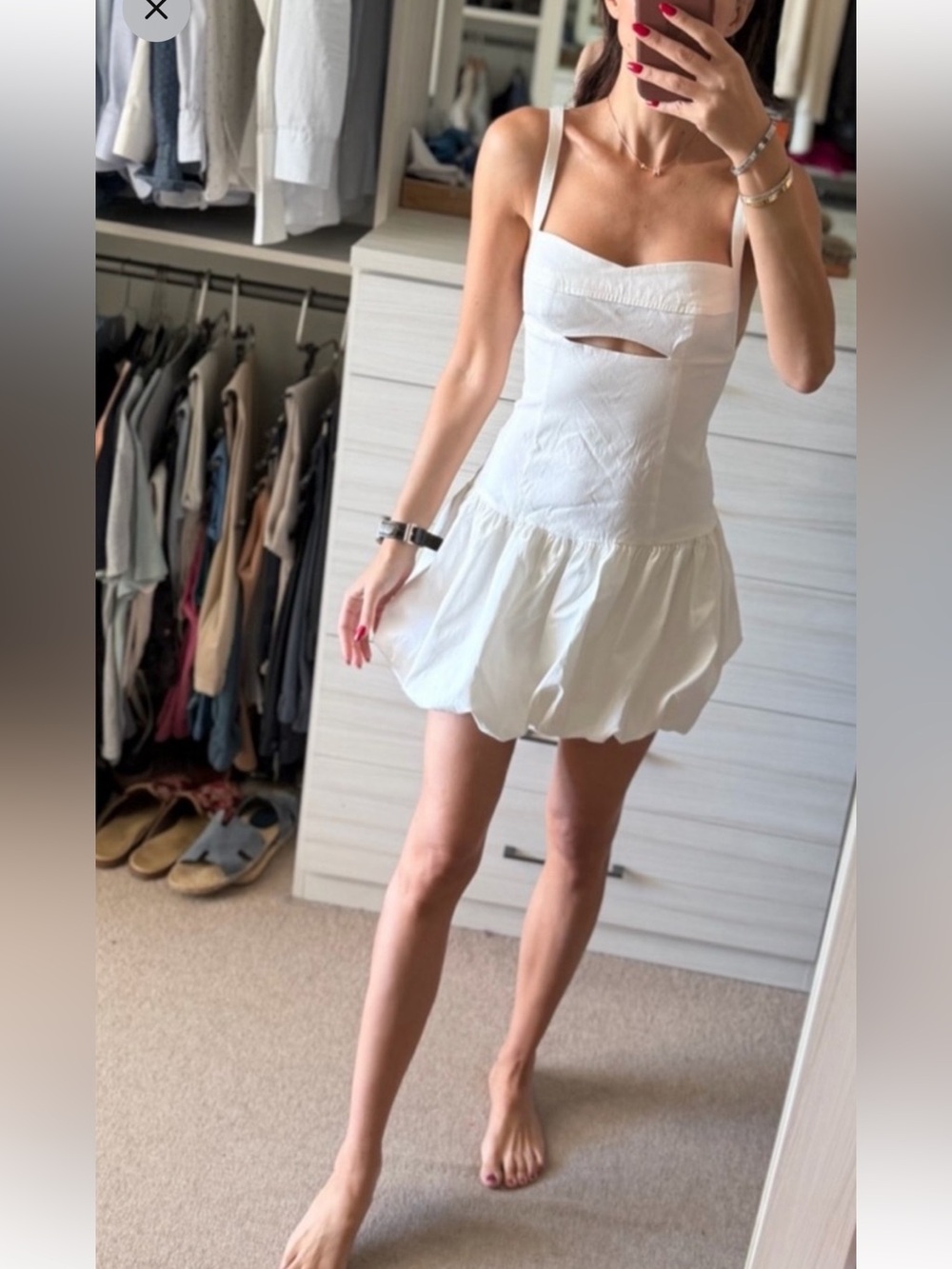 Zara White Women's Mini Dress with Cutout Detail